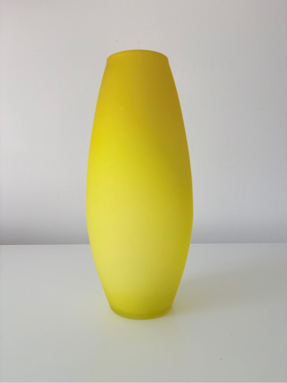 Vintage Satin Glass Vase 80s IKEA “Rotel” Frosted Yellow Memphis Style